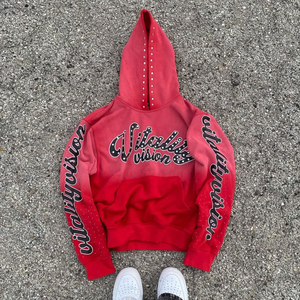 เสื้อมีฮู้ดแนวสตรีทเสื้อมีฮู้ดประดับพลอยเทียมสไตล์วินเทจเสื้อมีฮู้ดลายเฟรนช์เทอร์รี่ซีดจาง - Product Image 3