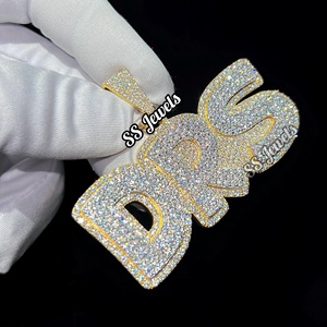 Men's Custom 925 Sterling Silver VVS Moissanite Initial <b>Pendant</b> Hip Hop Style Iced Jewelry with Lab Diamond <b>Name</b> Letter Charms - Product Image 1