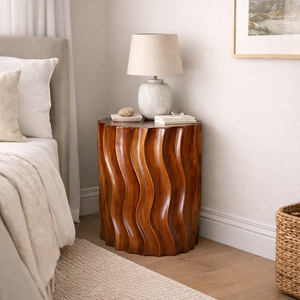 Tabouret en bois de suar antique sculpté à la main, table d'appoint, meuble d'appoint en bois de monkey pod massif, chambre à coucher, salon - Product Image 4