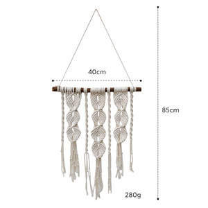 Tapiz de Macramé Bohemio de Algodón para Colgar en la Pared, Diseño Floral, Color Natural, Forma Geométrica, Decoración para Bodas y Sala de Estar, Lavable - Product Image 5