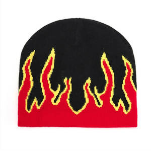 Bonnet Slouchy en acrylique à revers en tricot personnalisé Streetwear privé tissé Jacquard Bonnets Chapeaux Bonnet d'hiver - Product Image 4