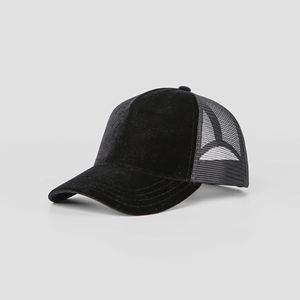 Vente en gros de chapeaux de camionneur bicolores de baseball en coton velours respirant 5 panneaux en maille pour hommes et femmes - Product Image 2