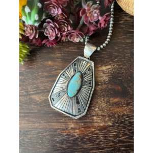 Bobby Johnson # Pendentif en argent sterling et turquoise (8 pièces) avec technologie d'incrustation à sertissage clos - Product Image 3