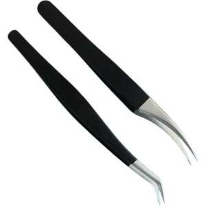 Juego de 2 pinzas para pestañas de la mejor calidad, instrumentos de belleza recubiertos de color negro de TARIQ MFG CO - Product Image 6