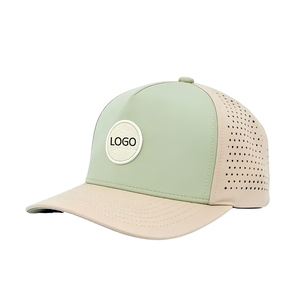 Customized 2-Tone Embroidery Golf Hat 5-Panel Waterproof Sports <b>Cap</b> With Laser Cut Holes Adjustable Closure For Golf Tournaments - Product Image 3