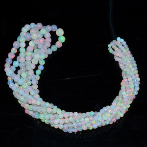 Perles rondes lisses en opale d'Éthiopie AAA+ de 3 mm à 6 mm, opale de feu Welo d'Éthiopie naturelle, pierre précieuse, perles en vrac pour la création de bijoux - Product Image 1