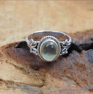 Anillo de plata de ley 2025 hecho a mano Vintage de tendencia 925 para mujer sólido 7x9mm Ajuste de bisel de Prehnita Fabricación de regalo fino - Product Image 4