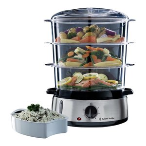 COOK@HOME 800W Electric <b>Steamer</b> with 3 Trays 9L Capacity Stainless Steel Black US Plug for Household Kitchen Use-Model 19270 56 - Product Image 1