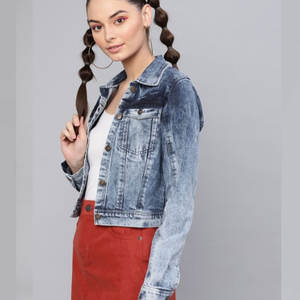 Precio al por mayor nuevas chaquetas vaqueras de moda para mujer, ropa de invierno transpirable de talla grande para mujer, Chaquetas vaqueras ajustables para mujer - Product Image 4