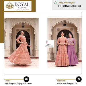 Nouveau Designer Georgette & Chinon Anarkali Robe Kurti Set avec Broderie Travail de Grossiste à Prix Raisonnable - Product Image 5