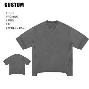 OEM Wholesale Oversized T-<b>Shirt</b> Heavyweight 260 GSM Tees <b>Patchwork</b> Streetwear Acid Wash Vintage DTG Cotton Custom Men T <b>Shirt</b> - Product Image 3