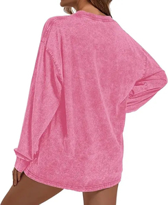 Best Quality Women's Winter Long Sleeve Acid Wash Sweatshirt Waterproof Windproof Breathable <b>Fleece</b> Eco-Friendly Customizable - Product Image 3