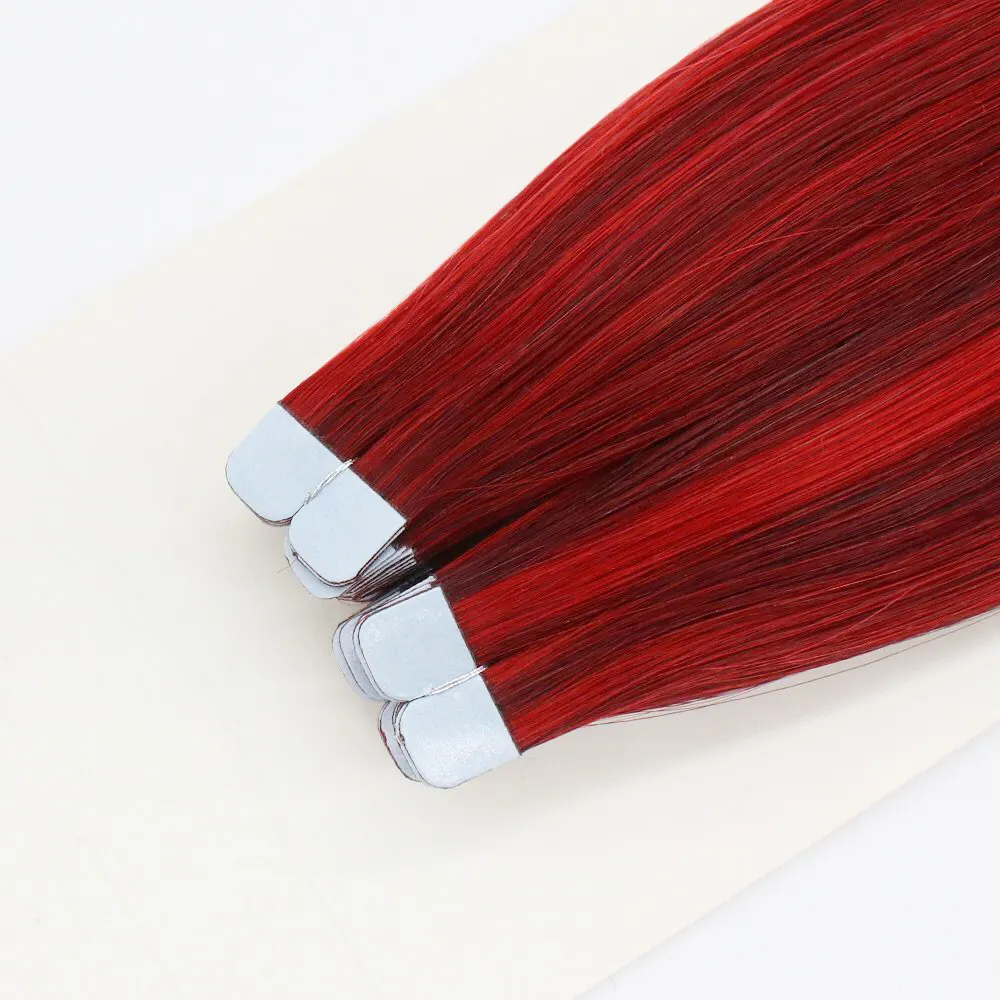 Best Selling Mini Tape in hair extensions Red 100% Remy hair Lifespan 6-8years Premium quality Good Price Zenohair factory