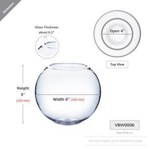 VBW0006 - แจกันแก้วใสทรงกลม - 6 ชิ้น - Product Image 3