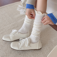 Haute qualité automne hiver femmes dentelle bord longues chaussettes Style doux genou haute Slouch chaussettes