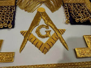 Delantal Masónico de Moda Vintage Cuadrado, Transpirable y Ecológico, con Bordado de Hilo de Oro y Encaje, para Maestro Masón de Logia Azul, Gran Regalia - Product Image 5