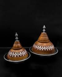 Bouton en bois détaillé de dôme plaqué argent luxueux pour la présentation de nourriture de cuisine événements de restauration occasions de mariage matériel en métal - Product Image 4