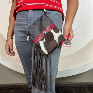 Nueva bolsa de cuero de vaca con cremallera para montar en motocicleta, bolsa de teléfono para mujer, cartera integrada con Clip en bolsas de bucle de cinturón - Product Image 1