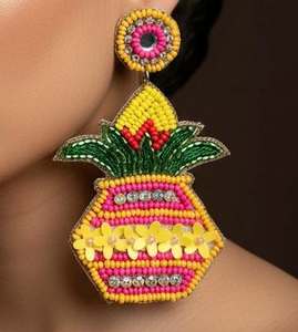 Pendientes Pintados a Mano y Bordados, Pendientes Personalizados con Múltiples Cuentas, Joyería Festiva para Mujer al Mejor Precio, Pendientes con Cuentas - Product Image 3