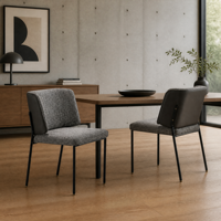 Chaise de salle à manger moderne en tissu avec assise en tweed et pieds en métal pour la maison, l'hôtel, l'appartement