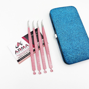 แหนบต่อขนตาแบบมืออาชีพ คุณภาพสูง 45 องศา สแตนเลสสตีล ปลายแหลม - Product Image 1