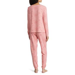 Ensemble de pyjama confortable pour femme en deux pièces, pour toutes les saisons, pull à manches longues, taille élastique, tricot brossé confortable, imprimé, vêtements de nuit - Product Image 4