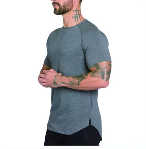 เสื้อยืดเปล่าสำหรับผู้ชายเสื้อใส่เล่นกีฬาฟิตเนสเข้ารูปกล้ามเนื้อ2024ออกแบบโลโก้ได้ตามที่ต้องการ - Product Image 3
