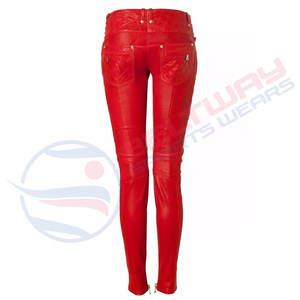 Pantalon en cuir véritable avec personnalisation complète 2024 Pantalon en cuir coupe-vent personnalisé de haute qualité pour femmes - Product Image 2