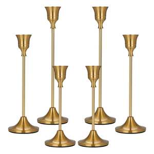 Classic Gold Metal Taper Holder <b>For</b> Banquet <b>Halls</b> Adding Royal Elegance And Beautiful Illumination To Events - Product Image 1