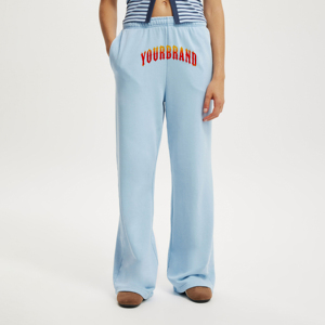 Pantalon de survêtement ample à jambe large 100% coton à coupe ample et à prix abordable pantalon de jogging de couleur unie avec logo brodé personnalisé - Product Image 1