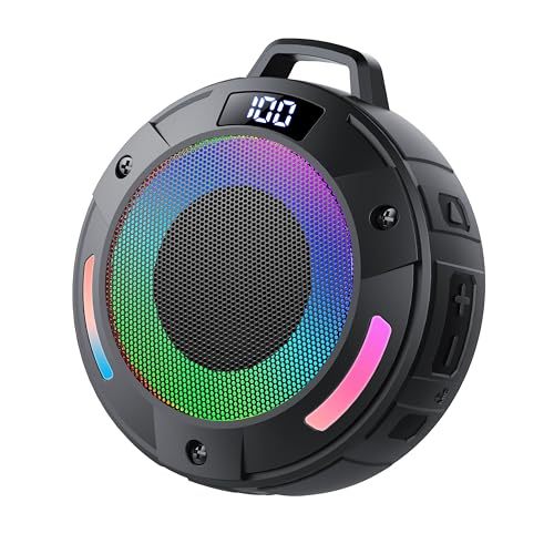 Round Waterproof  Speaker Portable Outdoor RGB Color Light 10W Wireless Speaker TF Card Play Bathroom Stereo Audio