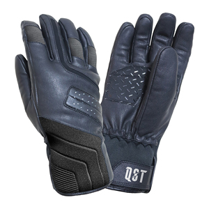 Guantes de esquí de cuero negro con correa de sujeción impermeable Calentamiento de manos y Deportes de snowboard Guantes calentados para clima frío - Product Image 1