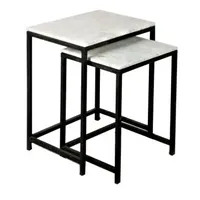 Table basse industrielle moderne en fer avec un ensemble de 3 tables d'appoint décoratives essentielles pour le salon et la chambre