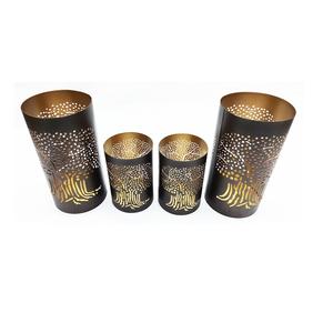 Ensemble de 2 lanternes suspendues décoratives en fer couleur or, support de bougie au Design Unique pour décoration de mariage et de fête, fait à la main, personnalisé - Product Image 4