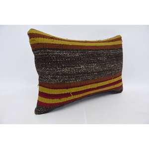 Multicolor Kilim Patchwork Wool Pillow 16x24 Inch Decorative Accent <b>Cushion</b> with Vintage <b>Fluffy</b> Leaves Pattern Woven Technique - Product Image 3