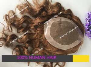 HT250 Colore Marrone <span class=keywords><strong>Chiaro</strong></span> con Parte Centrale Scura # Parrucchino Personalizzato per Donne, 6 Pezzi, 100% <span class=keywords><strong>Capelli</strong></span> Umani Vergini Indiani, Lunghezza 14 Pollici, Onda Morbida BW - Product Image 3