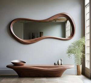 Trendy Handmade Art Deco Glass Round Wall Mirror Eco-Friendly Lightweight Home <b>Decor</b> Entryway Mirror at <b>Cheap</b> Price - Product Image 5