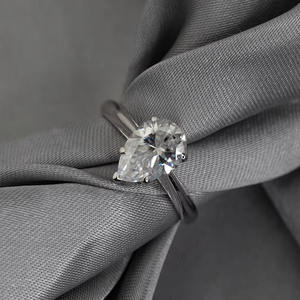 Anillo de Compromiso con Diamante Cultivado en Laboratorio con Certificación GIA, Corte Pera, en Oro Blanco de 10k, 14k, 18k para Mujer, Joyería al por Mayor, Regalo Ideal - Product Image 4
