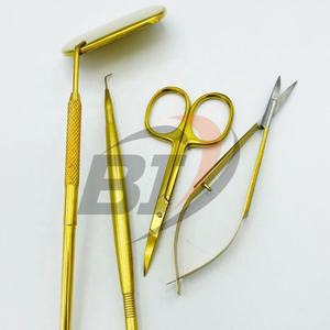 Pinzas de extensión de pestañas con empuñadura de diamante de acero inoxidable chapado en oro de 24K Herramientas de elevación de pestañas con logotipo personalizado con punta puntiaguda - Product Image 4