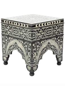 Incrustación de hueso requerida incrustación diseños de lujo Mesita de noche Gabinete Mesita de noche Mesa con incrustaciones de hueso Muebles de sala de estar de la India - Product Image 2