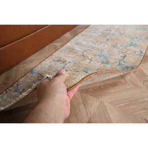 Alfombra Vintage de 2.1x5.2 pies, Alfombra Turca Pequeña, Alfombra de Lana con Borde Azul - Product Image 4