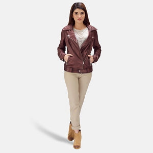 Chaqueta de cuero moderna para mujer, ligera, informal, perfecta para viajes, trabajo o salidas nocturnas, auténtica y a la moda. - Product Image 2