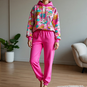 Survêtement à impression graphique pour femmes Sportswear Jogging Digital Print Two Piece Sets Breathable Hoodie And Sweatpants Sets Ladies - Product Image 6