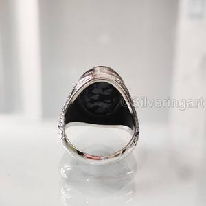 Mayorista Anillo para hombre Copo de nieve natural Obsidiana Piedra preciosa Anillo de piedra natal Todos los tamaños Joyería de fiesta árabe Anillo de plata esterlina 925 - Product Image 6