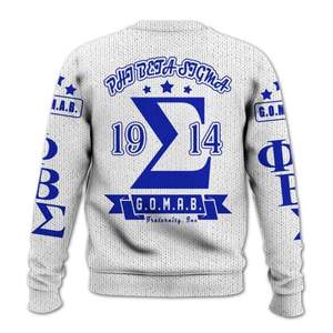 Phi Beta Sigma 1914 Fraternity Knit Sweater <b>Acrylic</b> Chenille Greek Letters Blue White Sigma Sweater Premium Apparel - Product Image 4