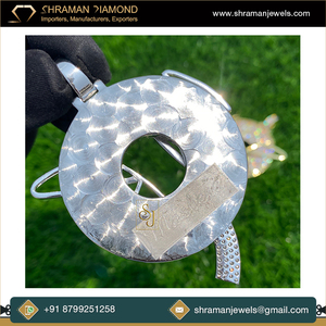 Collar con Colgante de Letra Grande Personalizado, Chapado en Rodio, Plata de Ley 925, con Moissanita, Estilo Hip Hop de Lujo, para Fiestas Unisex - Product Image 5