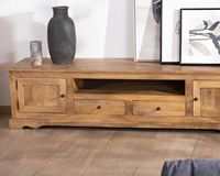 Meuble TV en bois de manguier de style campagnard chic de 180 cm Sarah-Design moderne pour salon, hôtel et chambre à coucher pour une utilisation en appartement