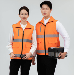 Chaleco DE SEGURIDAD reflectante sin mangas para hombre logotipo personalizado poliéster impermeable multibolsillo para seguridad en el trabajo de construcción - Product Image 1