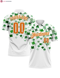 Custom White Red 3D St. Patrick's Day Shamrock Performance Polo Shirt - Product Image 5