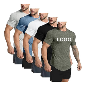 T-shirt d'entraînement léger coupe ajustée pour hommes fabriqué avec un tissu tricoté doux pour l'entraînement sportif Fitness et style polo imprimé - Product Image 3